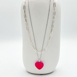 Sterling silver necklaces with pink heart